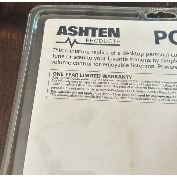 Vintage Ashten Products PC Computer Radio FM Reception Battery Powered Sealed - Picture 5 of 7